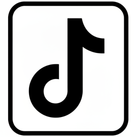 A black TikTok logo icon inside a rounded square on a plain white background.