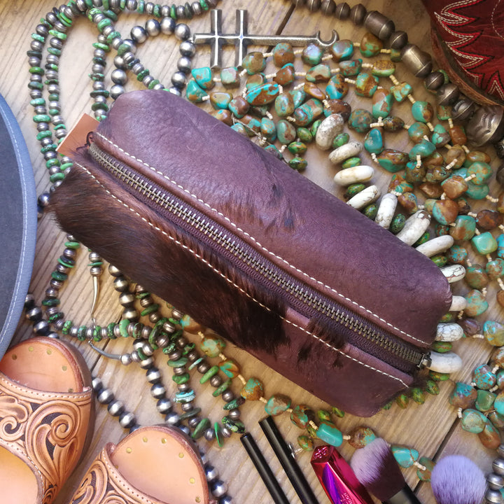 Small Travel Bag, Acid wash Cowhide