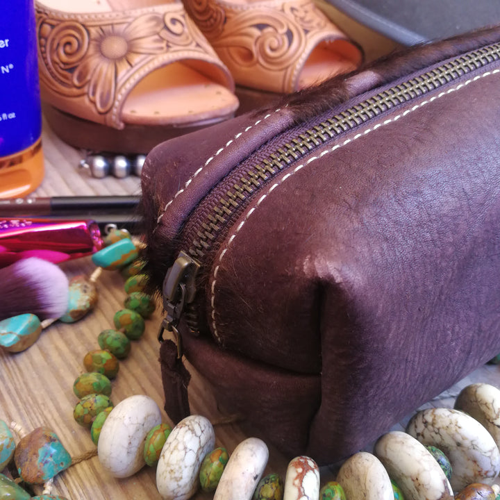 Small Travel Bag, Acid wash Cowhide