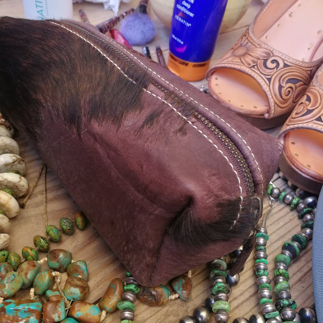 Small Travel Bag, Acid wash Cowhide